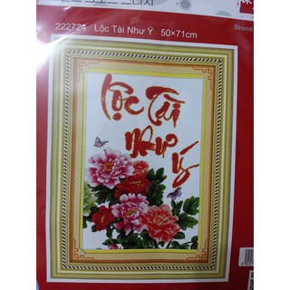 Tranh thêu chữ thập Lộc tài như ý 222724 50*71cm
