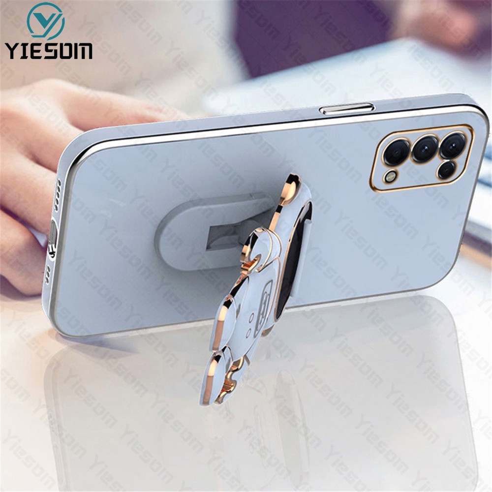 Ốp Điện Thoại Silicon Dẻo Họa Tiết Phi Hành Gia Lấp Lánh Kèm Giá Đỡ Cho OPPO Reno 7Z 7 6 4 5 4G 5G 5F 4F