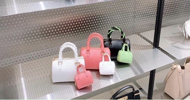 Túi P trống màu hồng kèm túi mini