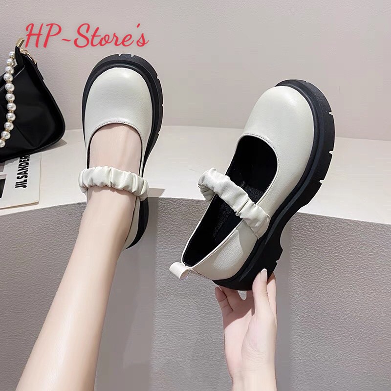 Giày Búp Bê Nữ, Giày Búp Bê Lolita Quai Chun Ôm Chân 4cm Phong Cách Hàn Quốc