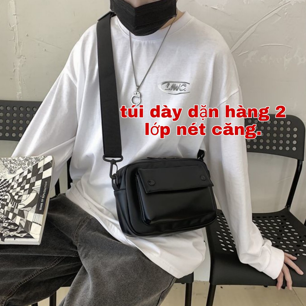 Túi Đeo Chéo Nam Nữ Da PU Trơn 3 Ngăn Cao Cấp Tiện Lợi Chất Da Mềm Đẹp 3151