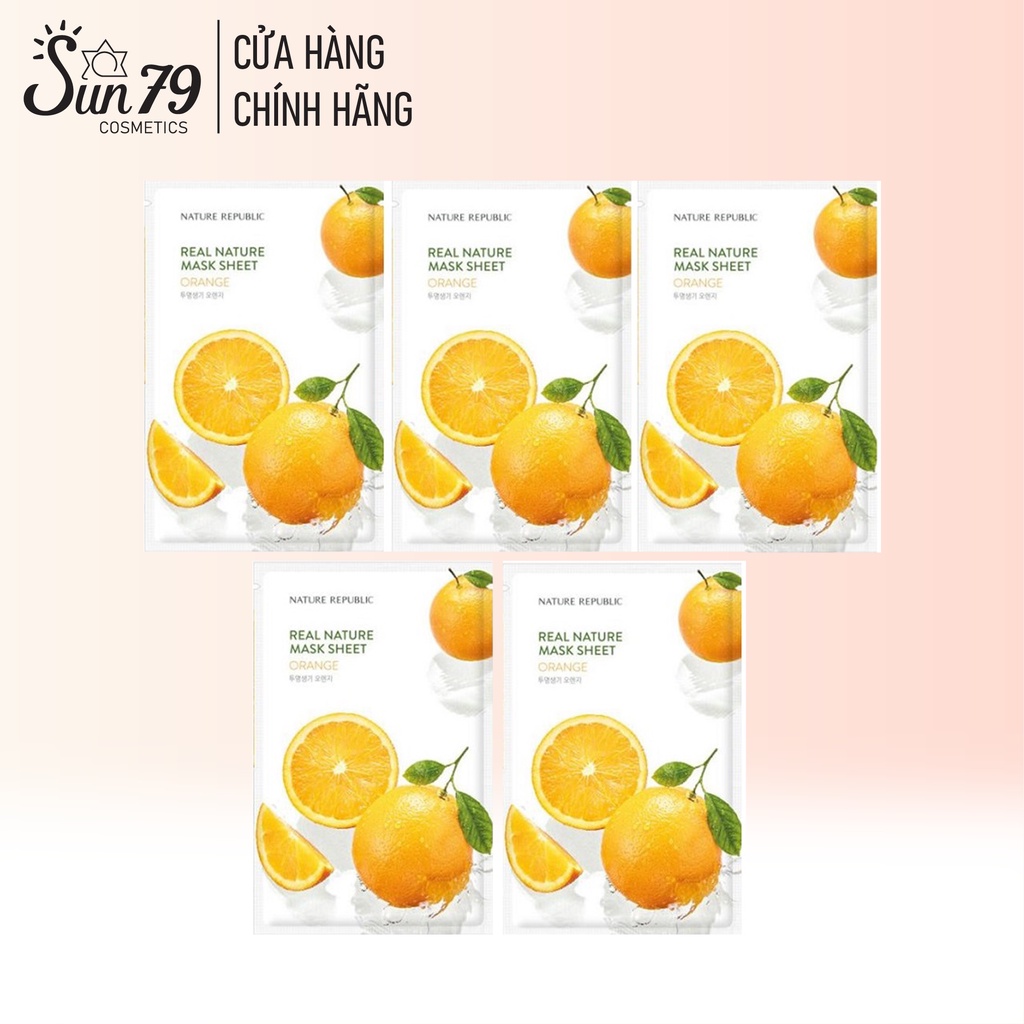 Combo 5 Mặt Nạ Giấy Dưỡng Trắng, Mờ Thâm, Chống Lão Hoá Nature Republic Real Nature Mask Sheet 23mlx5