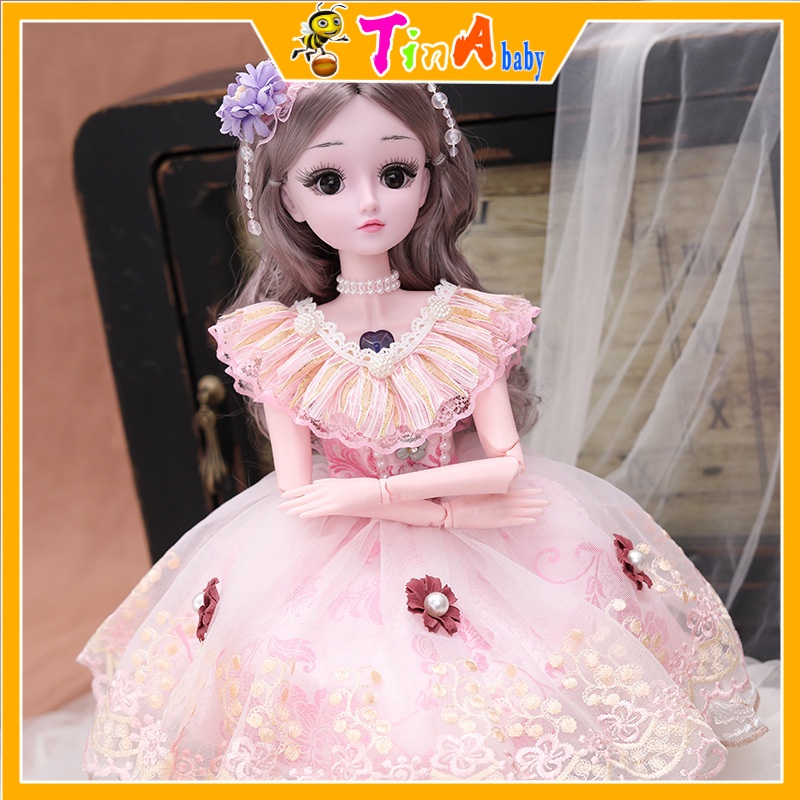 Búp bê barbie có khớp có nhạc quà sinh nhật cho bé gái công chúa váy hồng 60cm đồ chơi trẻ em E930