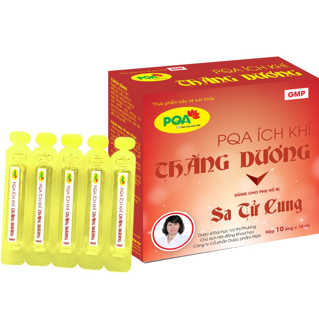 PQA Ích Khí Thăng Dương dùng cho phụ nữ bị sa tử cung hộp 10 ống