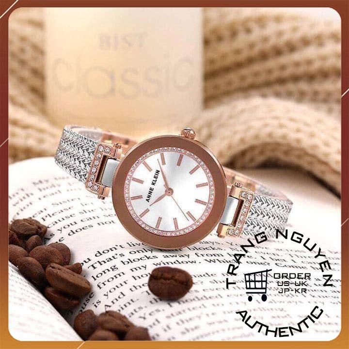 Đồng hồ nữ Anne Klein AK/1907SVRT  Đồng hồ đeo tay bằng lưới pha lê cao cấp dành cho nữ
