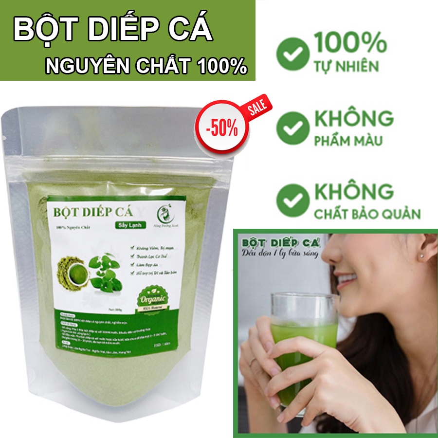 Bột Diếp Cá Hữu Cơ Nguyên Chất Đắp Mặt - Uống Thanh Lọc Cơ Thể 100g