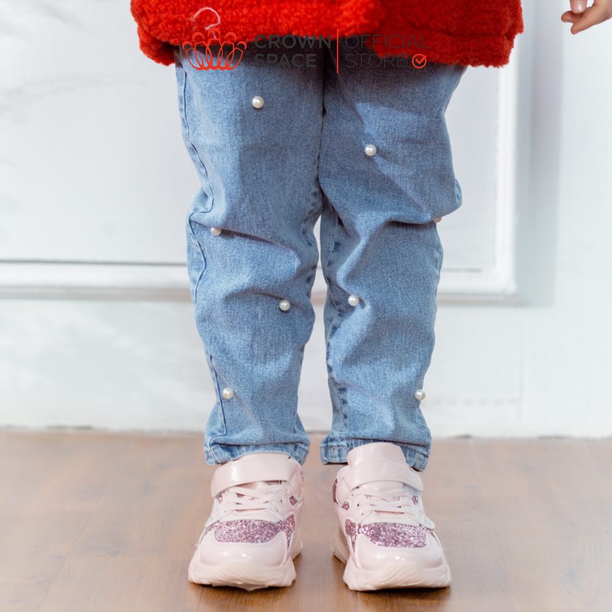 Giày Thể Thao Sneaker Bé Gái Đi Học Đi Chơi Crown Space Cao Cấp CRUK8033 Nhẹ Êm, Chống Hôi Chân Size 28 đến 37