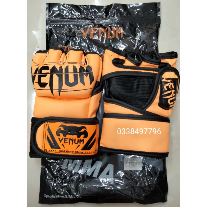 Găng tay tập boxing hở ngón venum MMA võ tự do(hình thật shop tự chụp)