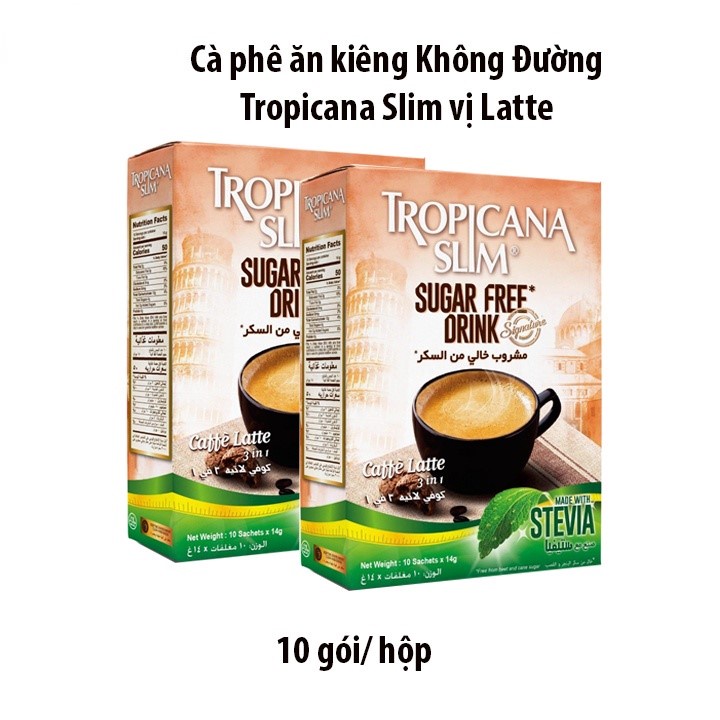 Cafe Ăn Kiêng Latte / Cappuccino 3 in 1 Tropicana Slim, Dành Cho Người Ăn Kiêng Giữ Dáng, Bệnh Tiểu Đường