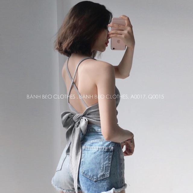 Áo dây thắt nơ lưng sẵn mút ngực