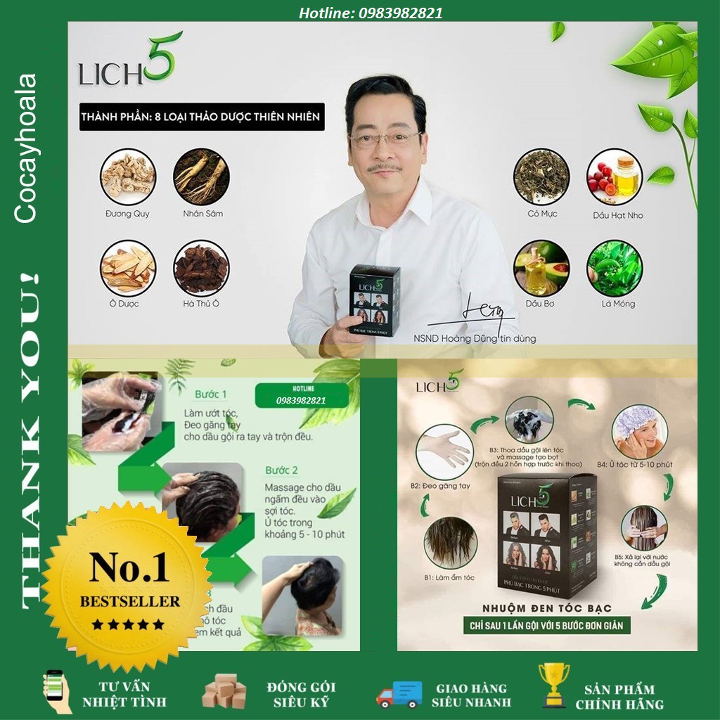 Dầu Gội Thảo Dược Đen Tóc Lich5 Hộp 10 gói | BigBuy360 - bigbuy360.vn