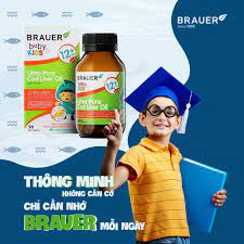 Viên dầu cá Brauer Ultra Pure Cod Liver Oil DHA 90 soft gels  Chai 90 viên