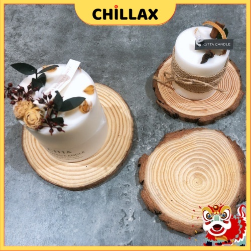 Đế gỗ tròn khay đựng lót ly nến thơm phụ kiện nến đa dạng kích thước