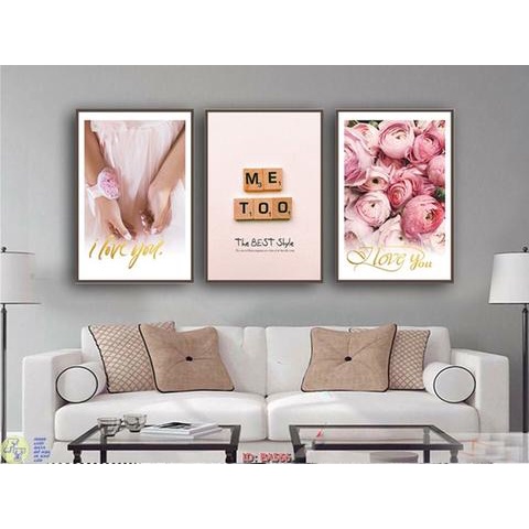 H32 Tranh Treo Tường Bộ 3 Cô Gái Và Hoa Hồng Trang Trí Treo Phòng Khách/ Ngủ/ Khách Sạn/ Quà Tặng khai trương SPA Decor