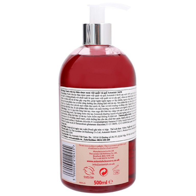 [Thanh lý xả kho] Nước rửa tay Astonish 500ml Nhập khẩu Anh | BigBuy360 - bigbuy360.vn