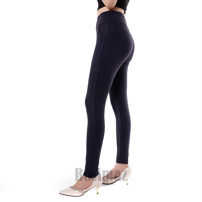 Quần Legging Nữ Bosimaz MS113 dài túi trước màu xanh navy cao cấp, thun co giãn 4 chiều, vải đẹp dày, thoáng mát.