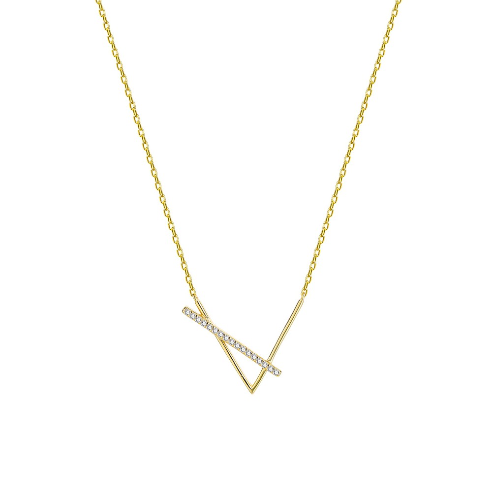 Dây chuyền bạc nữ thật DaLiA Jewelry dây chuyền mặt đá thanh xiên chạm trái tim lấp lánh vòng cổ bạc thật 925