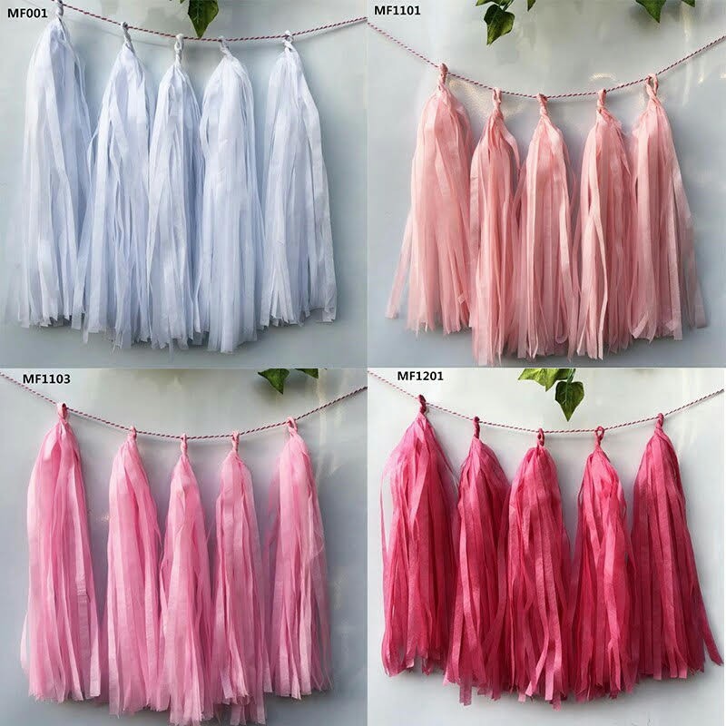 vòng hoa giấy , dây tua tua rua ruy băng trang trí tiệc sinh nhật cưới, happy birthday wedding - Paper Tassels