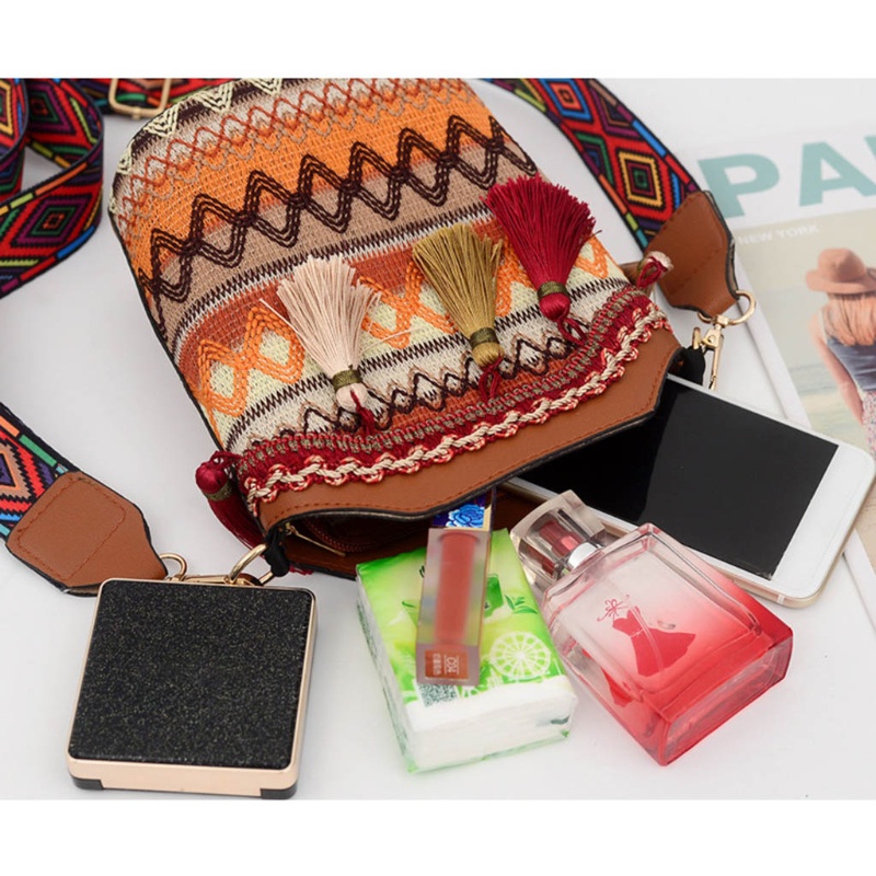 Túi Đựng Điện Thoại Đeo Chéo Thêu Họa Tiết Thổ Cẩm Phong Cách Boho Cổ Điển Dành Cho Nữ