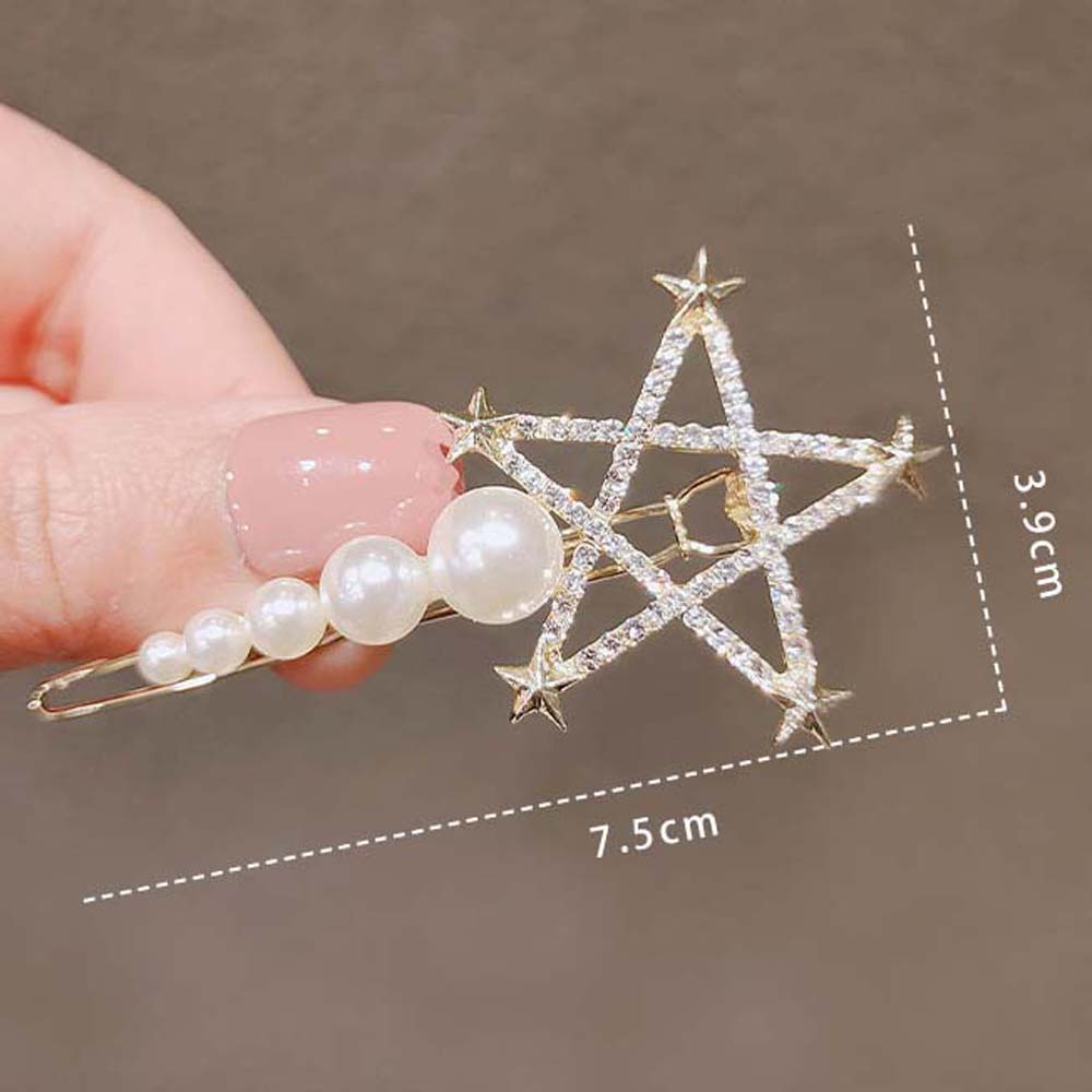 Kẹp Tóc Hình Trăng Sao Đính Ngọc Trai Đơn Giản Thanh Lịch