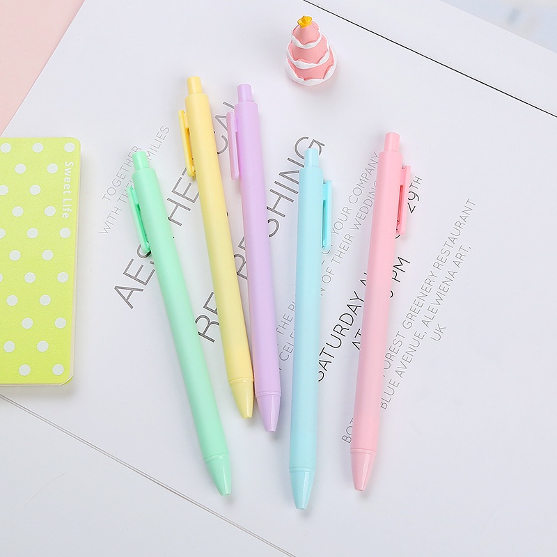 Taeyang369hz Bút Bi Mực Gel Nhám Màu Macaron Dễ Thương Ngòi Bấm 0.5mm Cute Học Sinh Nhiều Màu Xinh Pastel Viết Bi Muji