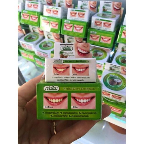 Kem đánh răng Thái Lan 25g Tẩy Trắng Green Herb