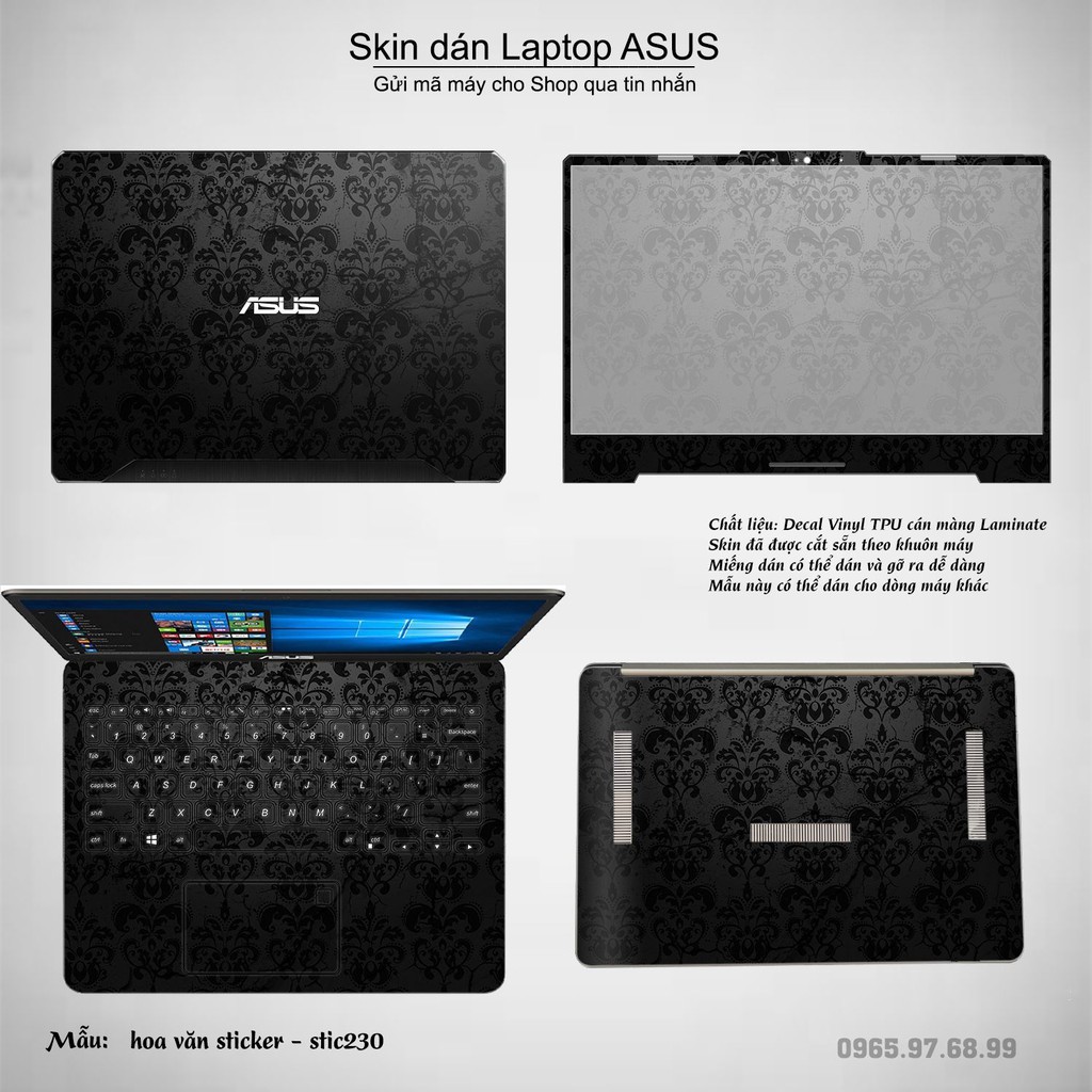 Skin dán Laptop Asus in hình Hoa văn sticker nhiều mẫu 37 (inbox mã máy cho Shop)