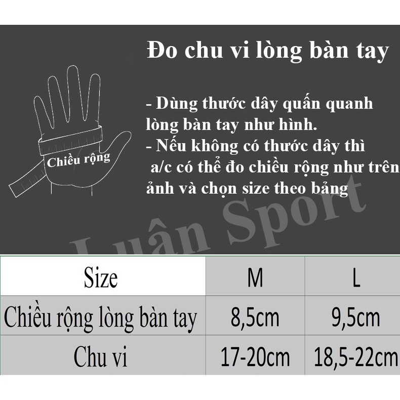 Găng tay thể thao có đệm 3 điểm lòng bàn tay - Găng tay tập Gym chính hãng Rexchi - Chống chai tay
