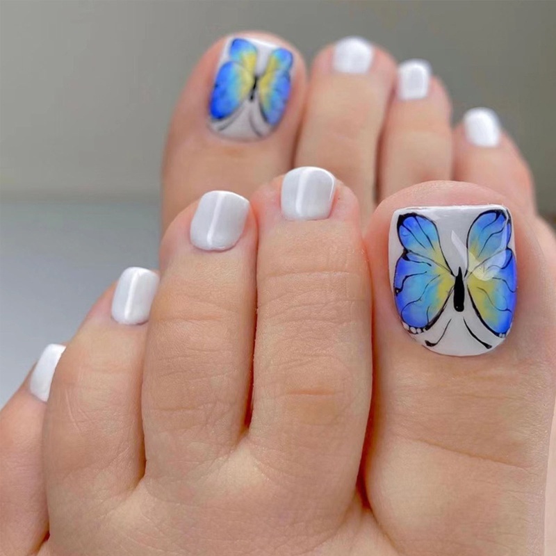 Time * Móng Chân Giả Ngắn Hình Vuông Acrylic Che Phủ Toàn Diện Kiểu Pháp