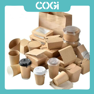 Bộ 10 mẫu ly tô giấy, bẫ mía, giấy kraft COGI - tùy ý