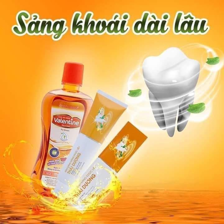 Bộ chăm sóc răng miệng toàn diện - Kem đánh răng Thái Dương 150g &amp; Nước súc miệng Valentine 500ml