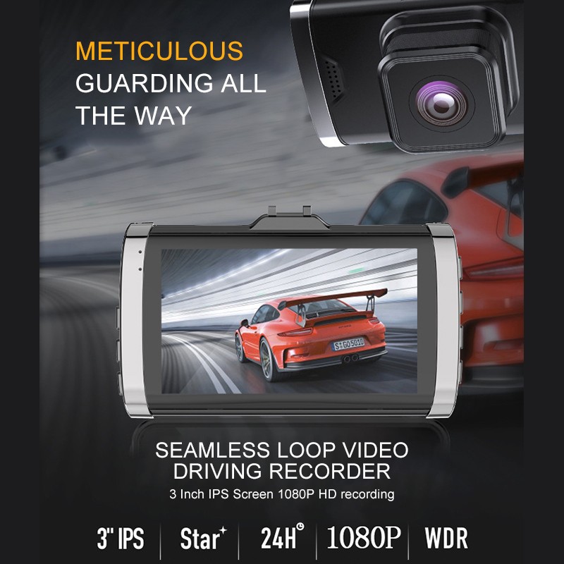 3 Inch Dual Lens Driving Recorder Starlight Night Vision Driving Recorder