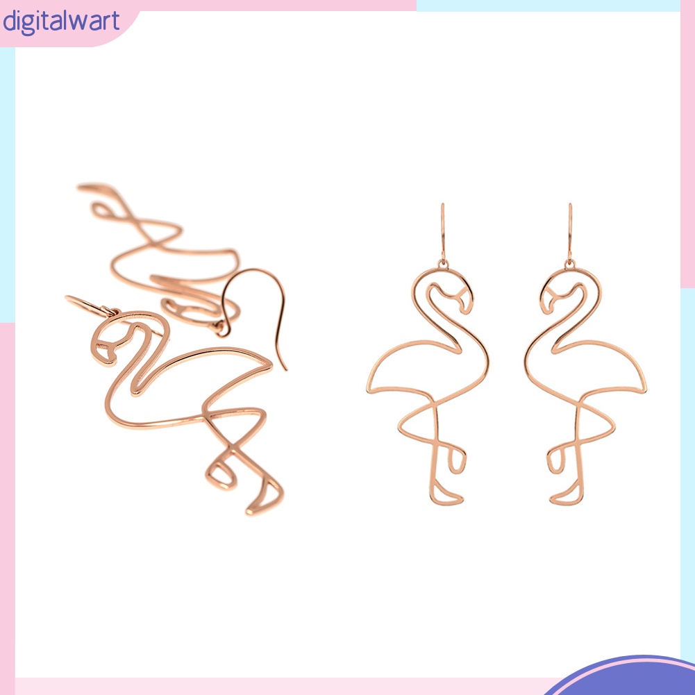 Đôi Khuyên Tai Dài Hình Chim Hồng Hạc Dễ Thương Cho Nữ