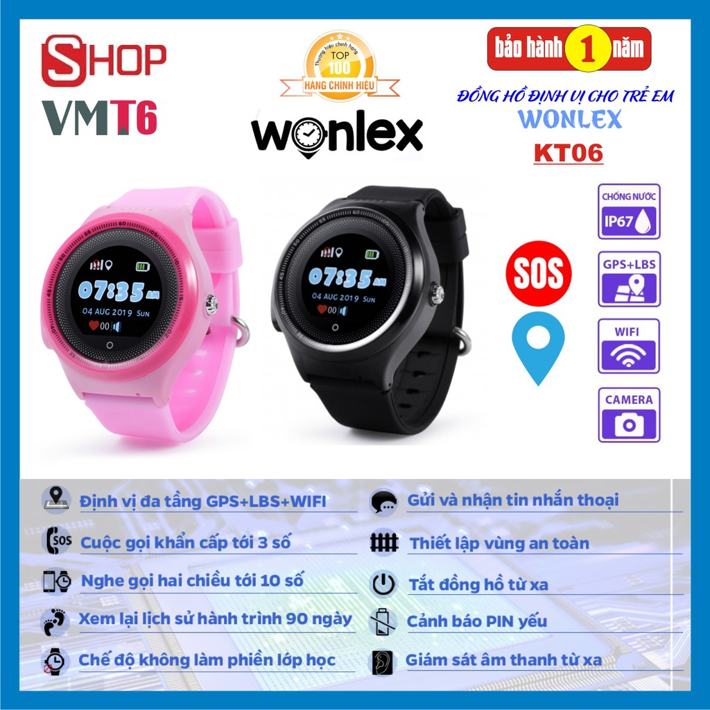 [Giám Sát Trẻ Siêu Hiệu Quả] Đồng hồ định vị thông minh WONLEX KT03 - Chống nước IP67 - Chính hãng BH 12 tháng ! !