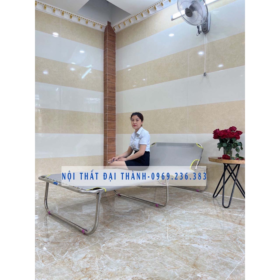 Giường xếp lưới khung inox cỡ đại - Free ship nội thành Sài Gòn