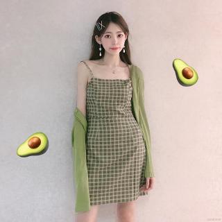 Đầm Dây Nữ Ca Rô Lưng Trần Quyến Rũ