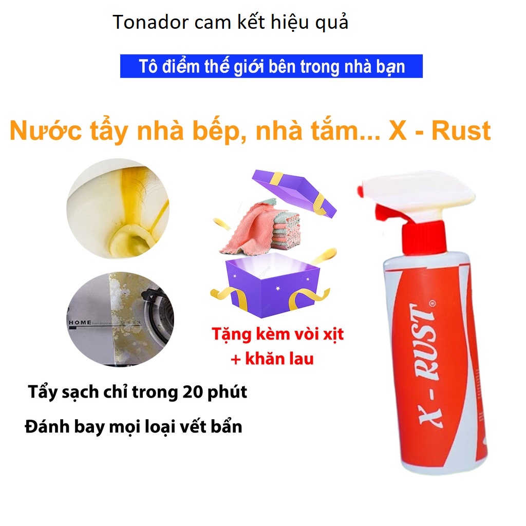 Chai tẩy rửa đa năng, Bình xịt tẩy rửa nhà bếp X-Rust, Tẩy sạch mọi vết bẩn