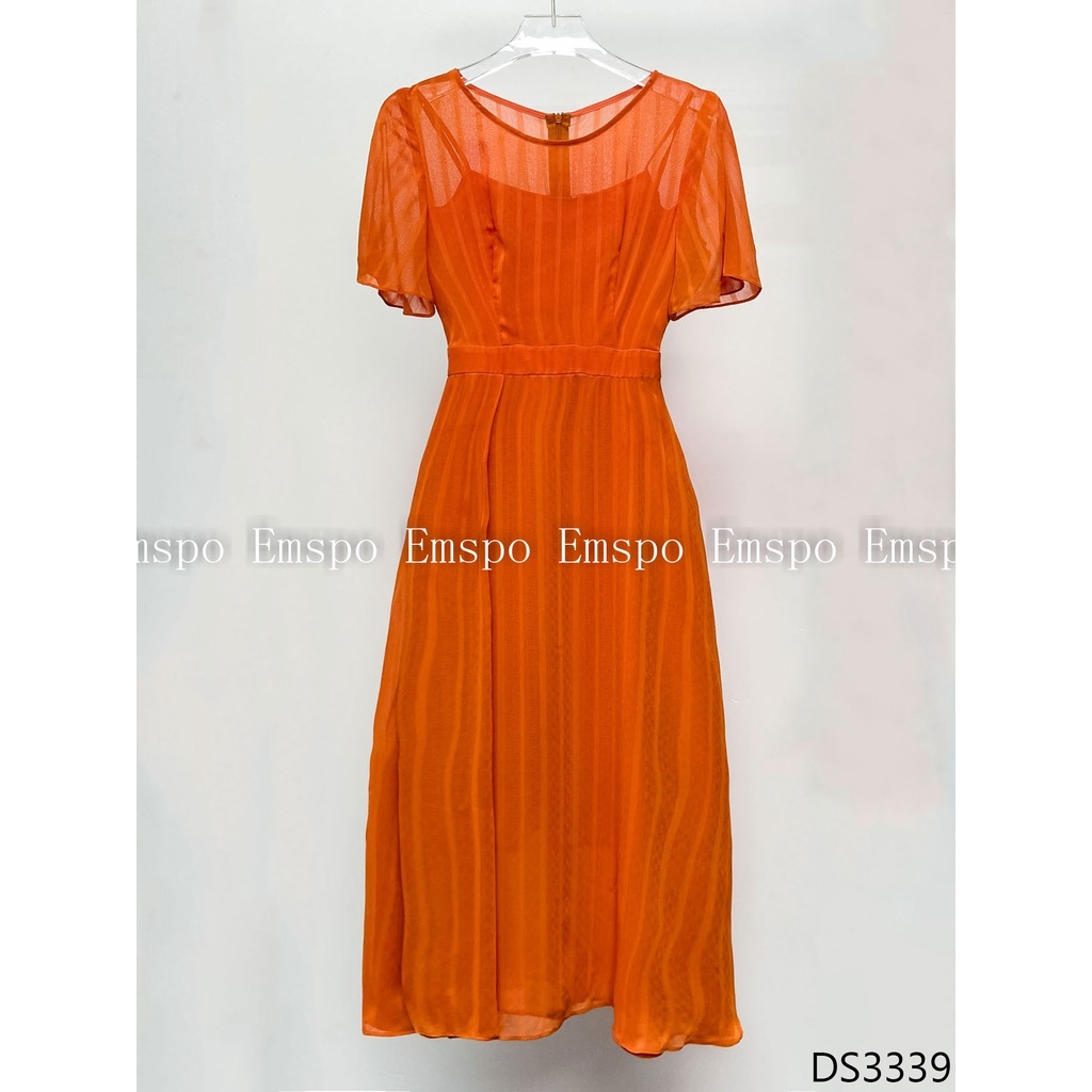 Đầm nữ chiffon cổ tròn 2 lớp, kiểu dáng chữ A Emspo DS3339