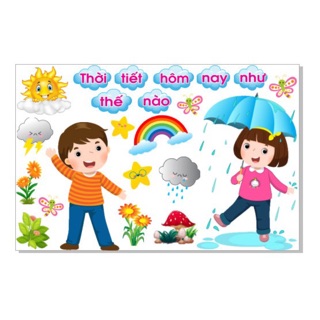 Tranh decal mầm non- góc thời tiết( video shop tự quay)