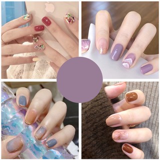 Bộ 24 móng tay giả màu chấm bi dùng làm móng tay dễ thương