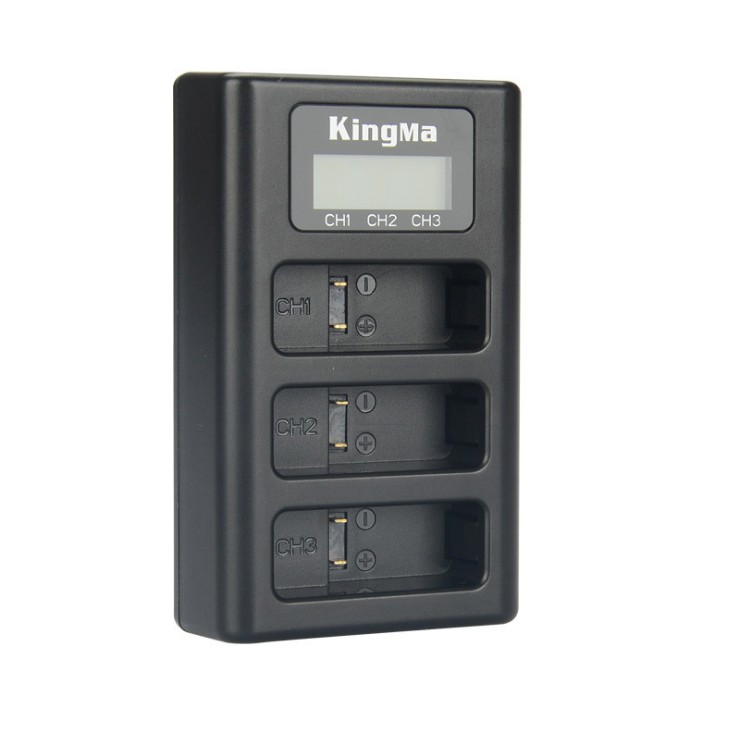 Bộ sạc 3 pin GoPro 8 / 7 / 6 / 5  hãng Kingma có màn hình led thể hiện dung lượng pin