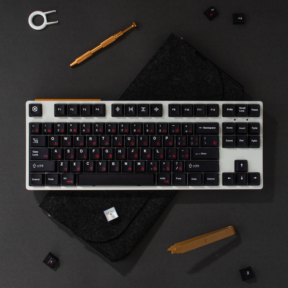 Nắp bàn phím PBT màu đỏ Cyrillic 137 phím 64/68/87/96/980