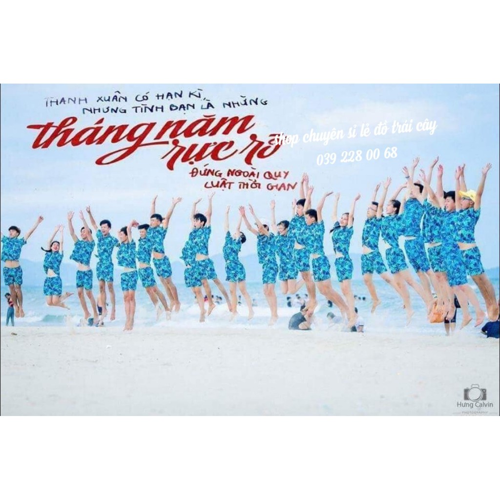 (Tổng kho HCM) Set bộ xanh vẹt đi biển đủ size đến 120kg, chất kate thái - hàng có sẵn - số lượng lớn
