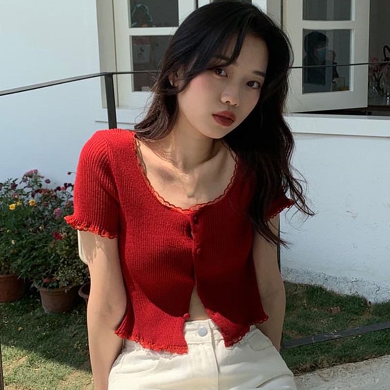 Áo Kiểu Ngắn Tay Cổ Tròn Thời Trang Cho Nữ