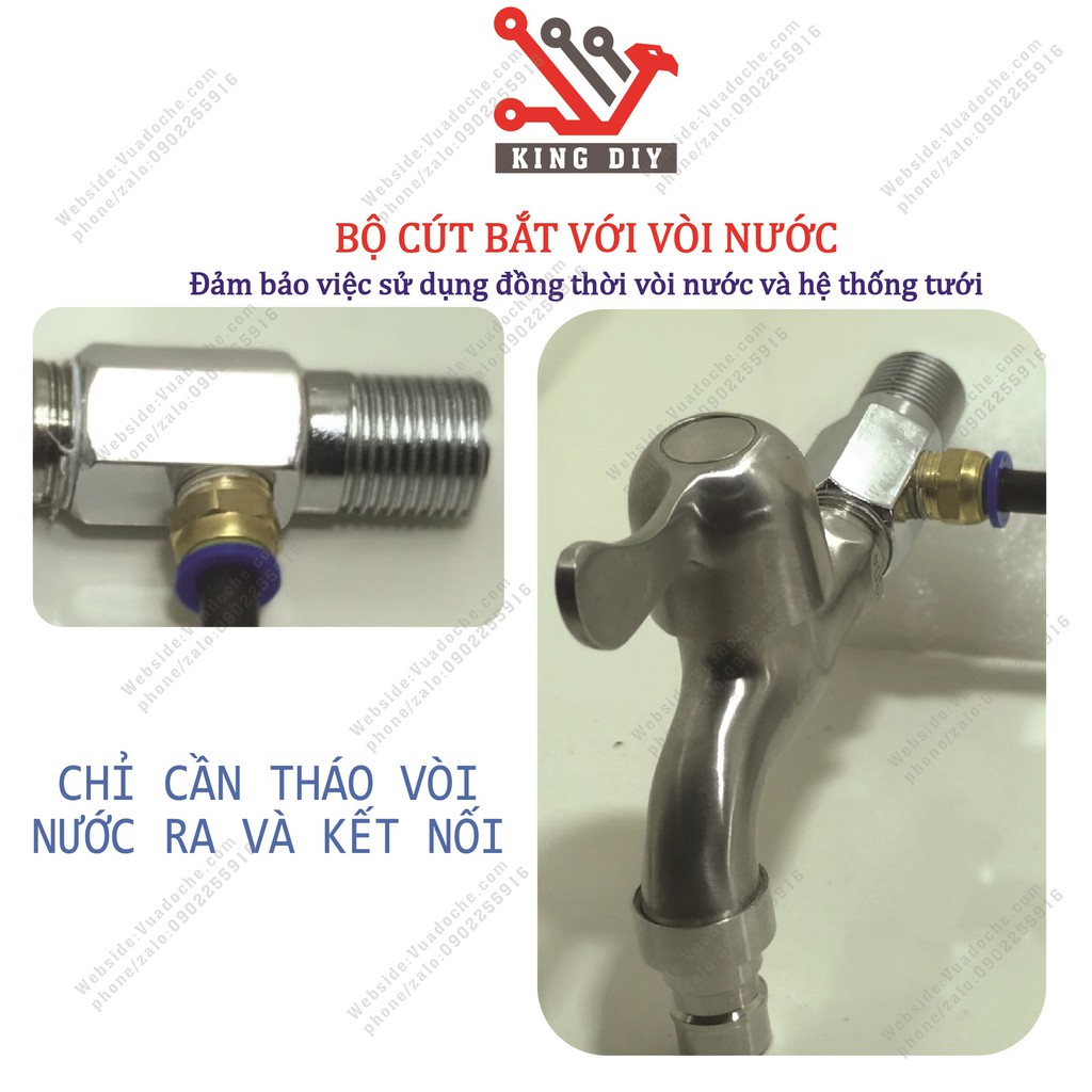 Hệ thống tưới cây tự động nhỏ giọt sử dụng béc tưới 8 tia đầy đủ phụ kiện tiết kiệm nước