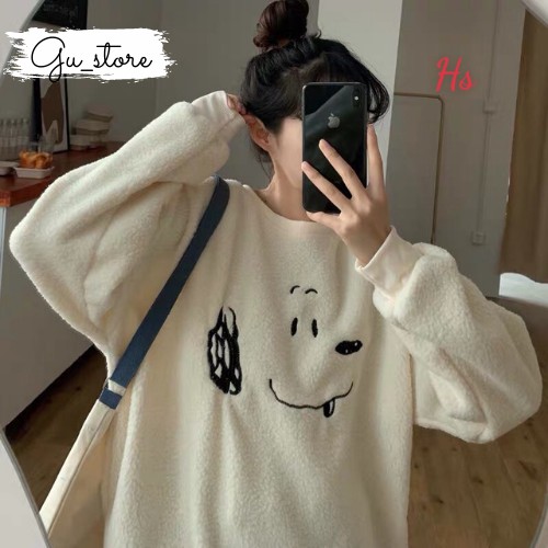 Áo lông thêu hình dài tay Snoopy dầy dặn xinh xắn mã596