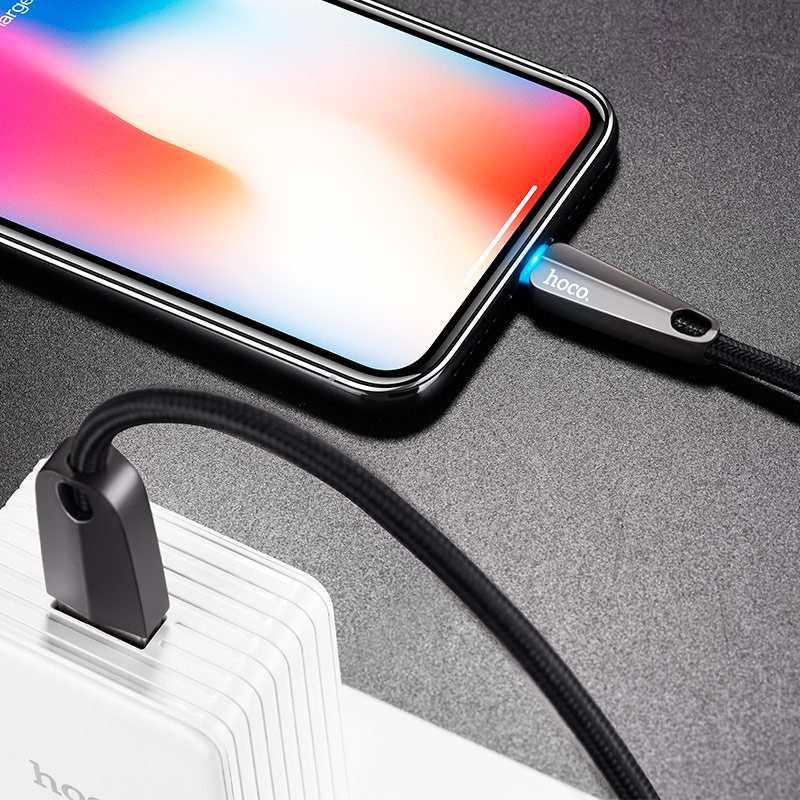 Dây sạc iphone Hoco U35 có đèn tự ngắt khi đầy pin sạc nhanh iphone hỗ trợ iphone 6,7,8,9,X,XSmax...
