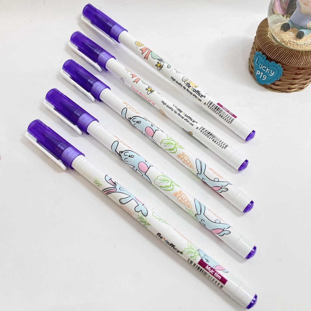 Bút Gel cao cấp Flexoffice mực tím không lem đầu 0.5mm.