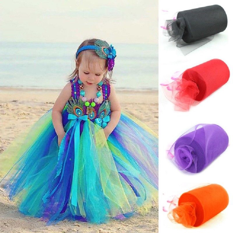 Cuộn Vải Tuyn Màu Trơn 6 &quot;x 25YD Trang Trí Hộp Quà Đám Cưới