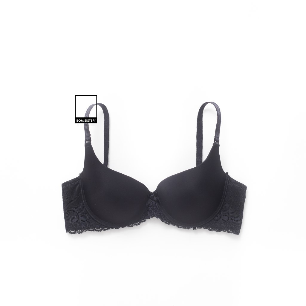 Áo lót mút vừa chất thun lạnh lưng ren màu trơn cúp xéo có gọng nâng ngực tự nhiên BOM SISTER A1309 | BigBuy360 - bigbuy360.vn